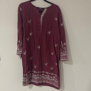 Embroidered Maroon purple kurta size XL IMAGE